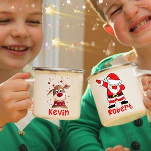 Tazas creativas personalizadas, tazas esmaltadas con nombre personalizado, fiesta de Navidad, cacao, Chocolate, bebida de invierno, taza de leche, regalo de Navidad para niños