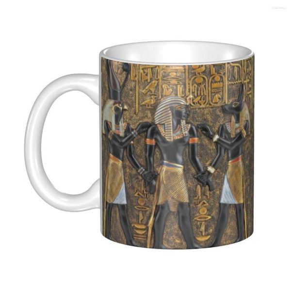 Tasses personnalisées Egypte ancienne Dieu Horus et Anubis Tasse à café DIY Pharaon égyptien Tasse de thé au lait en céramique