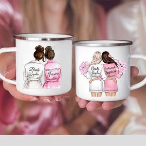 Tasses personnalisées en émail personnalisé Nom personnalisé Tea Coffee Wine Bride Brides Drides Cup Engagement Mariage Party Cadeaux pour Maid of Honor