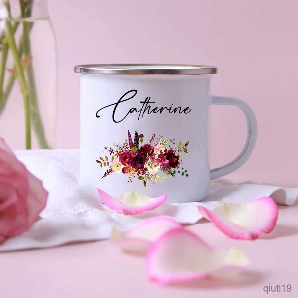 Tasses personnalisées tasse à imprimé floral nom personnalisé tasse à eau mariage demoiselle d'honneur anniversaire décor à la maison souvenir saint valentin cadeau de noël R230713