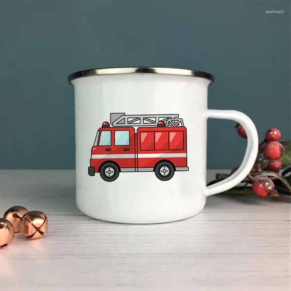 Tasses cadeaux personnalisés camion de pompier imprimé créatif tasses de café enfants