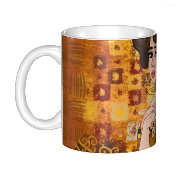 Tasses personnalisées Gustav Klimt Style Portrait café bricolage symbolisme Art céramique thé lait tasse travail en plein air Camping tasses