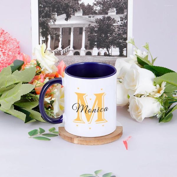 Tasses personnalisées avec nom Initial, thé, café, jus, mariée, demoiselle d'honneur, fête des mères, cadeaux d'anniversaire pour elle