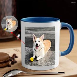 Tasses Tasse personnalisée Photo Po Tasse Nom de chien personnalisé Thé Café Cadeau mignon pour les amoureux maman papa jamais 330 ml 11 oz lait