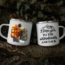 Tasses personnalisées cadeau Saint-Valentin tasses je t'aime à la montagne et au dos tasse de randonnée tasse de camping montagne Trekking cadeau pour lui elle R230713