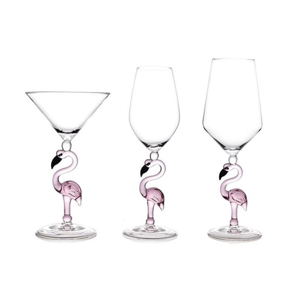 Tasses Flamant rose Verre à cocktail Cristal Champagne Coupe à vin Gobelet à martini pour les mariages Célébration Thanksgiving Parties Amant 230627