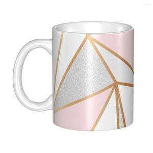 Tazas Rosa Gris Oro Geométrico Patrón abstracto Café DIY Geometría personalizada Taza de cerámica Taza Regalo creativo