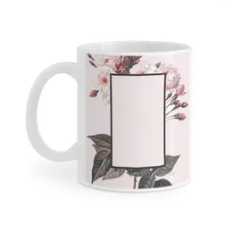 Tasses à fleurs rectangulaires roses, tasses à café, à thé au lait, avec le Logo Floral de 1975, Matty Healy