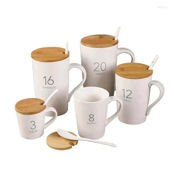 Tazas Taza de café de cerámica de viaje sin esmaltar, color blanco liso, con cuchara