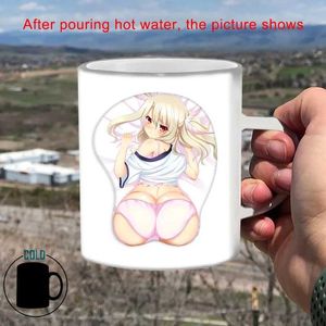 Mokken mollige meid cup hete reactie koffie Coffee Cup BSKT-092 Kleurverandering Cups Thermosensitieve mokken Kawaii Mug Anime Sublimation Tumblers Bar 240410