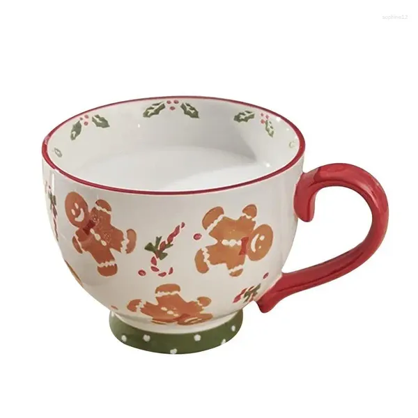 Tasses en porcelaine Holiday Mug Gingerread Man tasses à la maison Decor Water Cerra Ceramic Microwave Bowl Christmas
