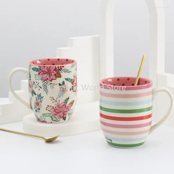 Tazas de porcelana de estilo clásico Retro, taza creativa de café de cerámica, taza de té de la leche con cuchara, diseño de lujo de agua 2024
