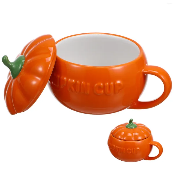Tasses en porcelaine cuivre à la vapeur Halloween Pumpkin Mug Orange Coffee Ceramic Breakfast Solder 10.5x12cm