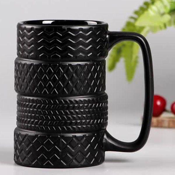 Tasses porcelaine pneu pneu tasse à café jus lait eau tasse à thé matin cadeaux d'anniversaire pour les amateurs de voiture femmes hommes