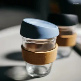 Tasses Tasse Portable Avec Gaine En Liège Verre Résistant À La Chaleur Eau Café De Bureau Minimaliste