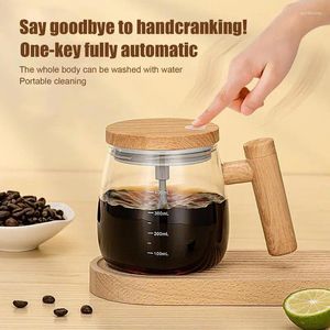 Mokken draagbare elektrische koffiemok zelf roeren hoog borosilicaat glas oplaadbare snelheid mengmengbeker met deksel