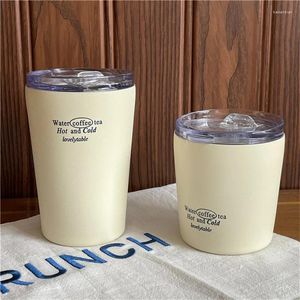 Tasses Tasse de voyage portable 304 tasse de café à double mur en acier inoxydable avec couvercle tasses anti-étalons à étalage à étalage scellé