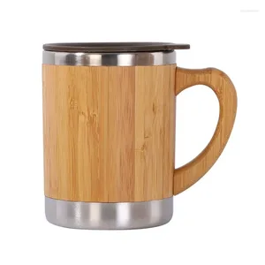 Tasses Tasse à café en bambou pratique Tasse à thé en bois en acier inoxydable isolée 12 oz