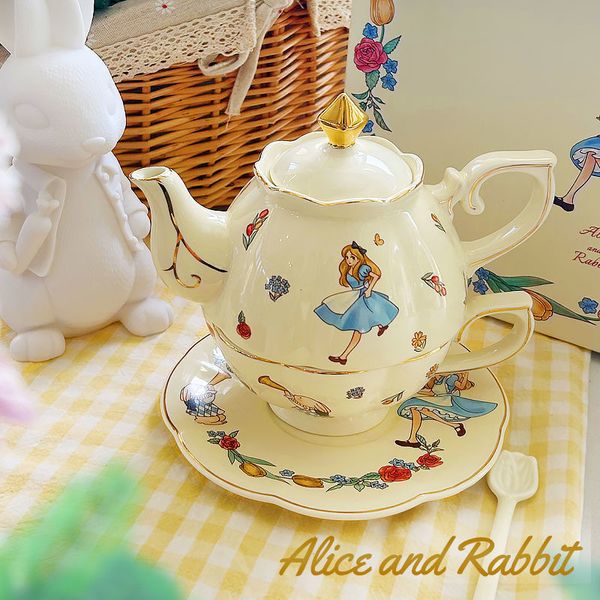 Producto Producto Mother and Child Pot Alice Wonderland Tea Té Alices y Rabbit Ceramic Coffee Coffee and Plate Mug Cartoon 230812