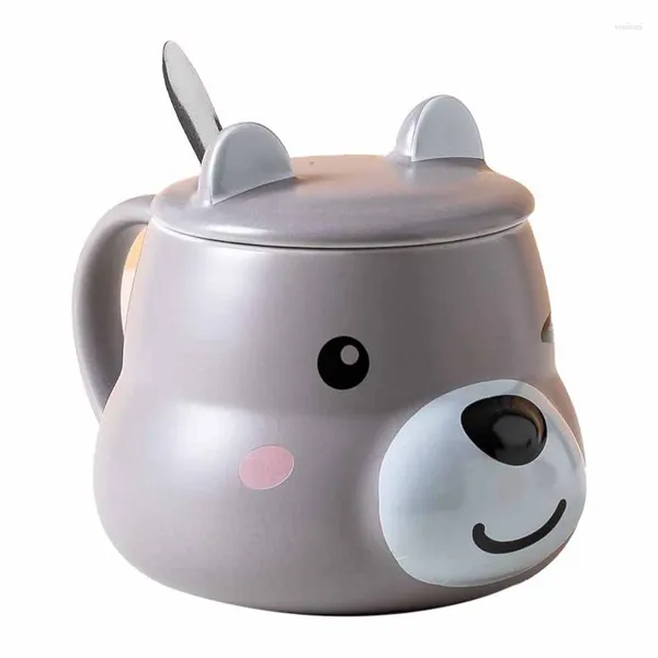 ¡Promoción de tazas!Taza de cerámica con tapa de animales bonitos de dibujos animados, artículos diarios, juego de tazas de agua para grandes almacenes, regalo pequeño