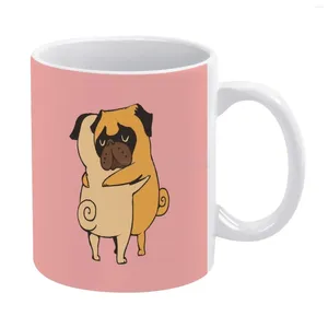 Tazas pug abrazos taza blanca 11 ooz Cerámico Cerámico Cerámico Copas de leche de cerámica abrazo Animales Pareja Amor San Valentín