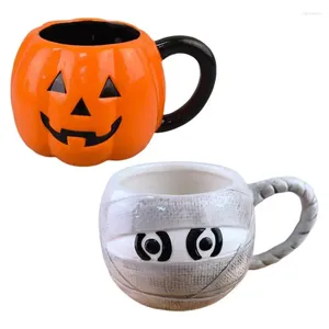 Mokken Pumpkin Coffee Ceramic Cup met mummie Halloween -themafeest voor de voorkeur van huisverwarming Geschenk decoratief mug accessoire