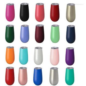 Tasses Quevina60pcs 6oz coquetiers verres à vin gobelets sans tige Rose en acier inoxydable à double paroi isolé sous vide avec couvercle transparent