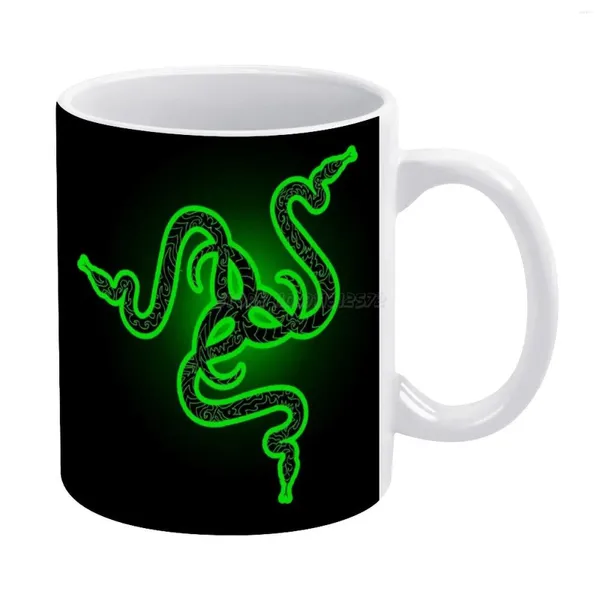 Tasses Razer Tribal White Mug personnalisé imprimé à thé drôle Gift Gift personnalisé Coffee PC jeu Snake Green Game Xbox Hea