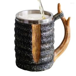 Tasses à café en résine tasse en acier inoxydable avec poignée bière stein pour maison barreau de bar à vin décoration