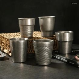 Tasses Retro Industrial Style Coffee tasse 304 Eau en acier inoxydable Double mur à bière à thé Espresso tasses