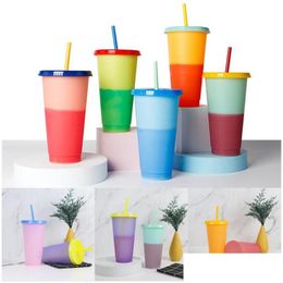 Mokken herbruikbaar 710 ml thermochrome cup plastic kleurverandering mok colourf drink magie 989 z2 drop levering home tuin keuken dineren b dhxw2