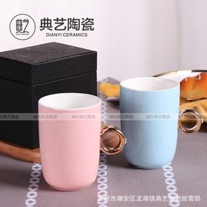 Tasses anneau tasse créative Couple céramique eau or tasse cadeau coffret bijoux main