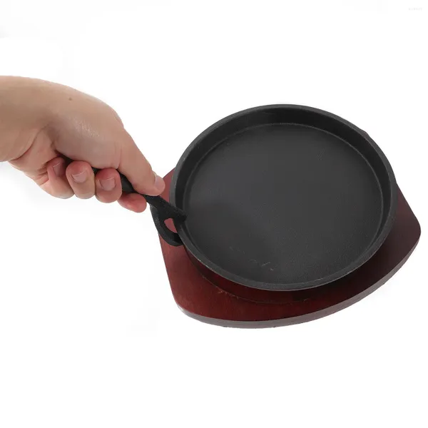 Tasses rondes casseroles Barbecue plaque de cuisson gril servant en bois 25.5x23.5cm casserole cuisson Steak plaques fer friture