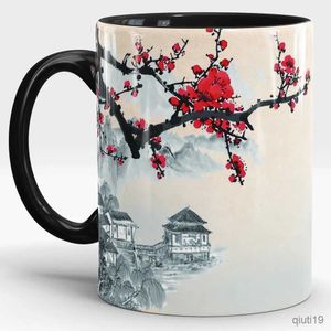 Tasses fleur de sakura dans la tasse 330ml tasse à café en céramique tasse à thé de bureau tasse à lait à la maison R230712