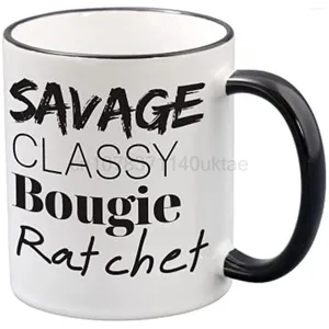 Mugs Savage Classy Bougie Ratchet Friends Tasse à café pour femme – Cadeau d'anniversaire amusant pour femme, tasse de 325 ml