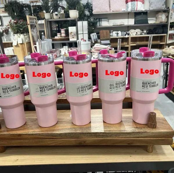 Tazas venden bien stock original 40oz de acero inoxidable H2.0 Tumbler Flamingo Newships el mismo día Soporte Drtug Shipteq240419