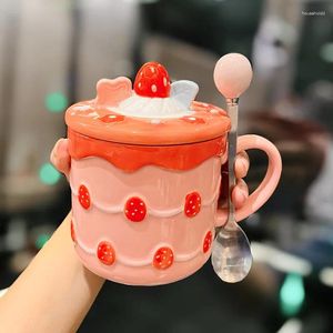 Tasses envoient des amis mignon gâteau de fraise tasse en céramique