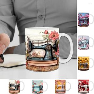 Tasses à coudre tasse à café avec motif de machine multi-usages en céramique peinte en 3D pour cadeau drôle d'amant