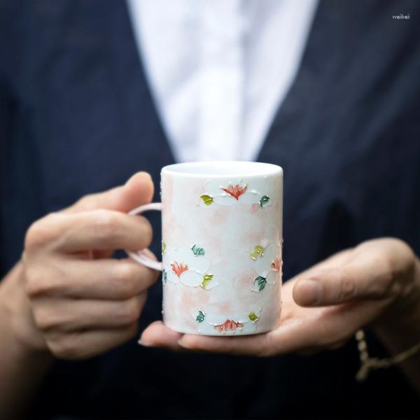 Tazas Shanhua Taza de café pintada a mano con placa Juego de agua de cerámica para el hogar