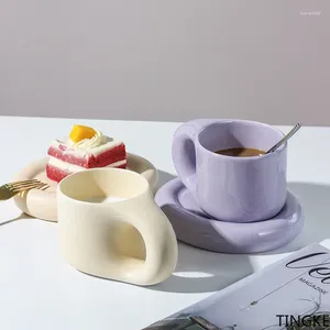 Mokken Eenvoudig en dikke beker keramische mok voortreffelijk met schotel koffiemelk thee kantoor drinker voor vrienden het verjaardagscadeau