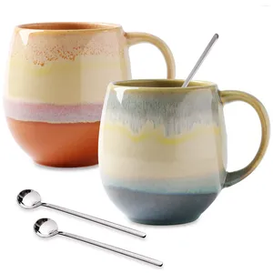 Tasses simples gradient couleur tasse de bureau en céramique de café manche en relief couple en relief à la tasse de tasse d'eau