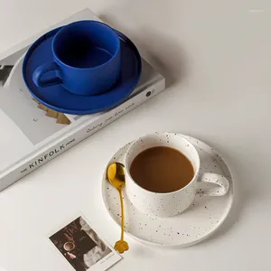 Tasses de style simple de style splash à l'encre tasse de bureau à domicile avec plateau en céramique tasse de café pur glaçage coloré à la main
