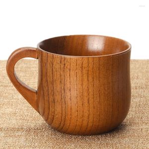 Mokken enkele houten thee koffie mok cup bodem natuur houten handgreep drinkware