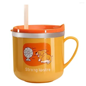 Mokken Sippy Cup Water voor kinderen Melk Drinkglazen Metaal 304 roestvrijstalen voering Cartoon peuter met rietje