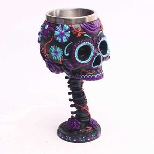 Mokken Skeleton Cup Resin Steel Cup Creative Beer Cup Gothic 3D Wine Glass Cup Tea Cup Cocktail Glass Anime Cup Halloween Gift J240428