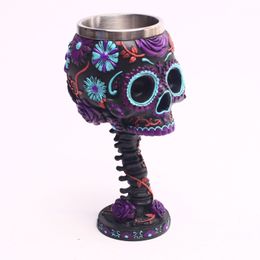 Mokken Skull Goblet Resin Steel Cup Creative Beer Gothic 3D Wine Glass Tea Cocktail Anime Halloween Gift 230113