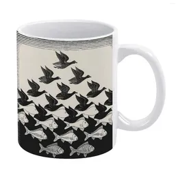 Mokken hemel in waterdieren witte mug koffie 330 ml keramische home melktheekopjes en reiscadeau voor vrienden Escher tessellation