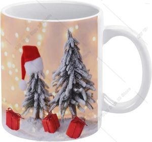 Mokken besneeuwde kerstboom mok rode kerstman koffie keramische drinkbeker met handvat thee 11oz voor kantoor thuis geschenk