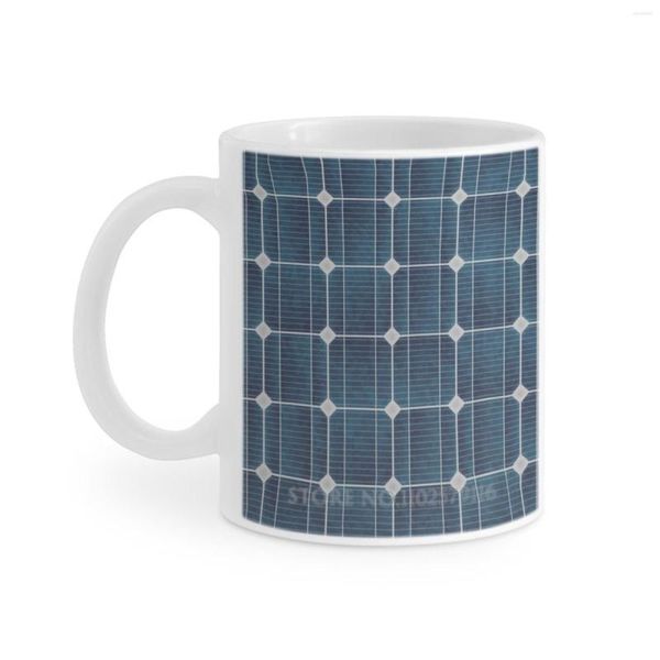 Tasses Panneau Solaire Tasse Blanche Thé Au Lait Imprimé 11 Oz Tasse À Café Cellule Soleil Officina Virtuale Haute Définition