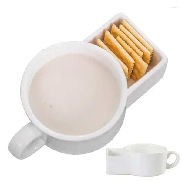 Tasses bols à soupe avec support à craquelins 2 en 1, tasse en céramique Portable pour collation végétarienne, tasse à tremper, Gadgets de cuisine, tasses à café